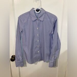 Theory Men's Blue and White Striped Dress Shirt